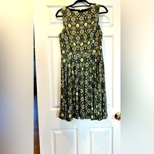 Dm collection dress, size 10 made in Vietnam, sage green tones, sleeveless.